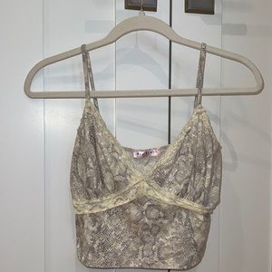 Snake Skin Tank Top with Lace